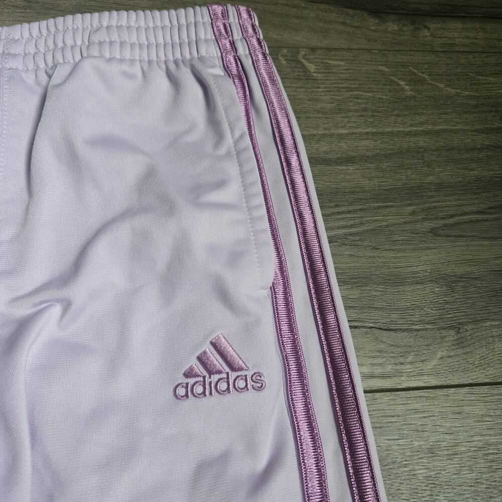 Lavender Adidas 2‑Piece Tracksuit Set 4T Jacket Pants Purple Stripes Athleisure - Picture 7 of 16